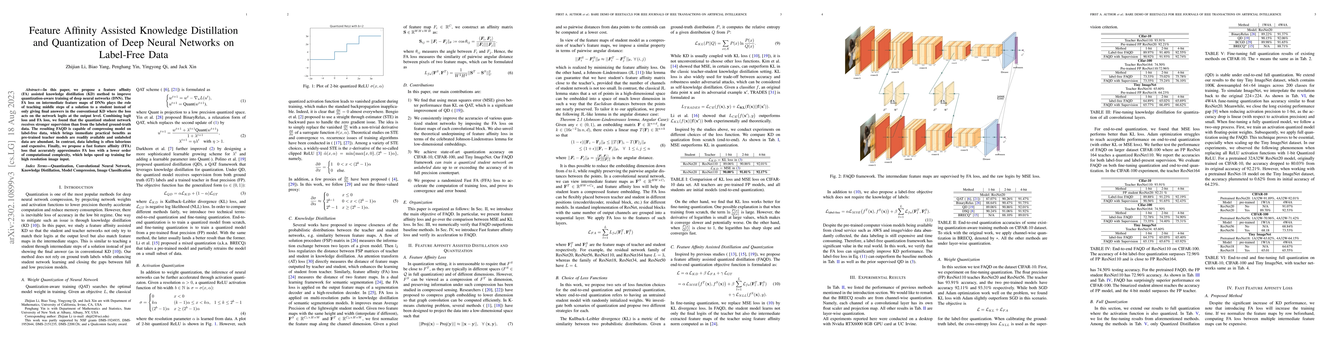 Thumbnail for Feature Affinity Assisted Knowledge Distillation and Quantization of
  Deep Neural Networks on Label-Free Data