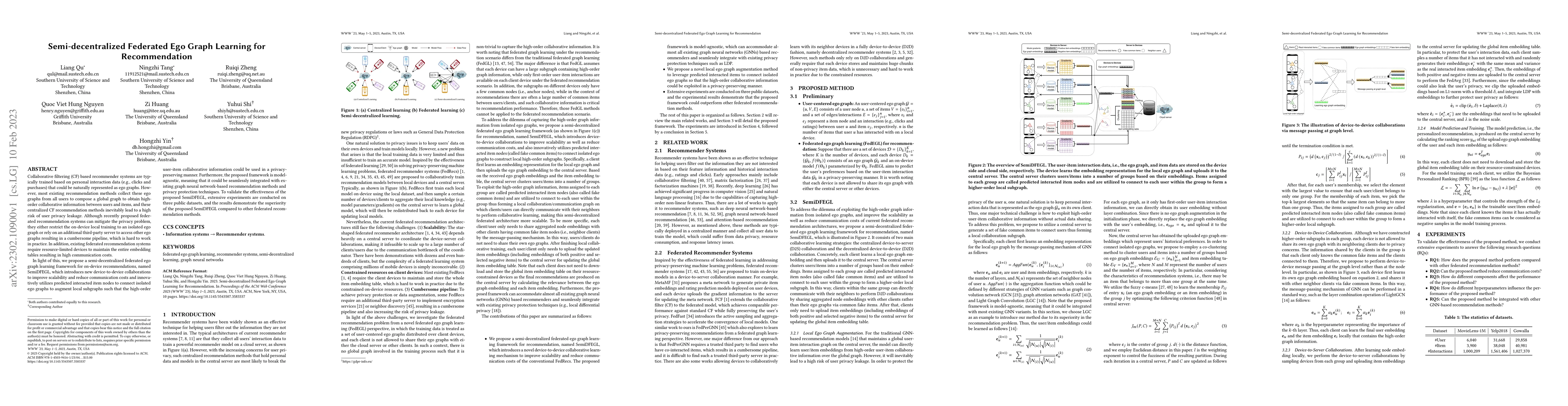 Thumbnail for Semi-decentralized Federated Ego Graph Learning for Recommendation