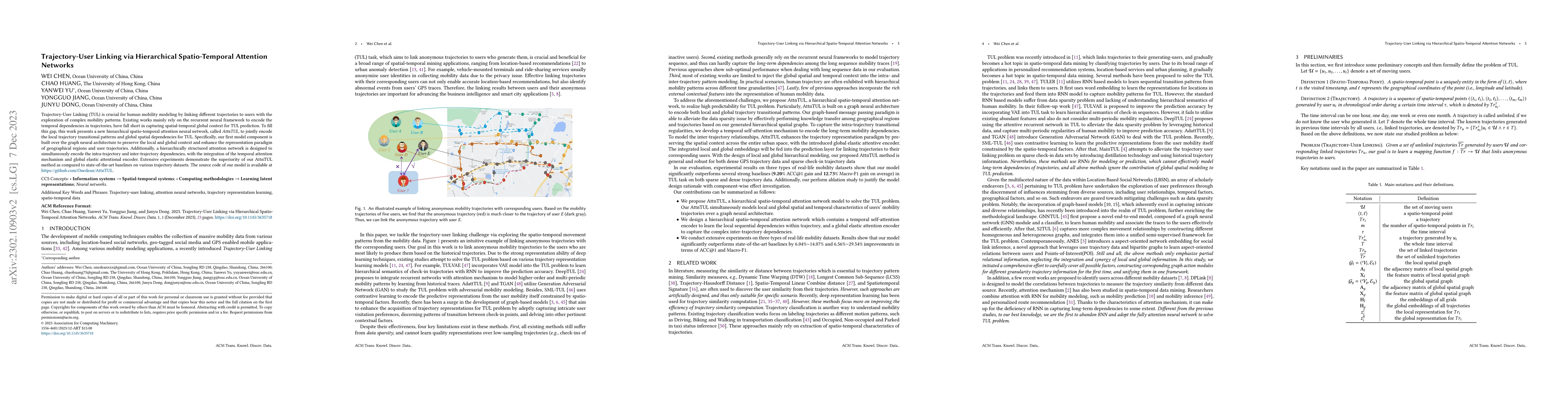 Thumbnail for Trajectory-User Linking via Hierarchical Spatio-Temporal Attention
  Networks
