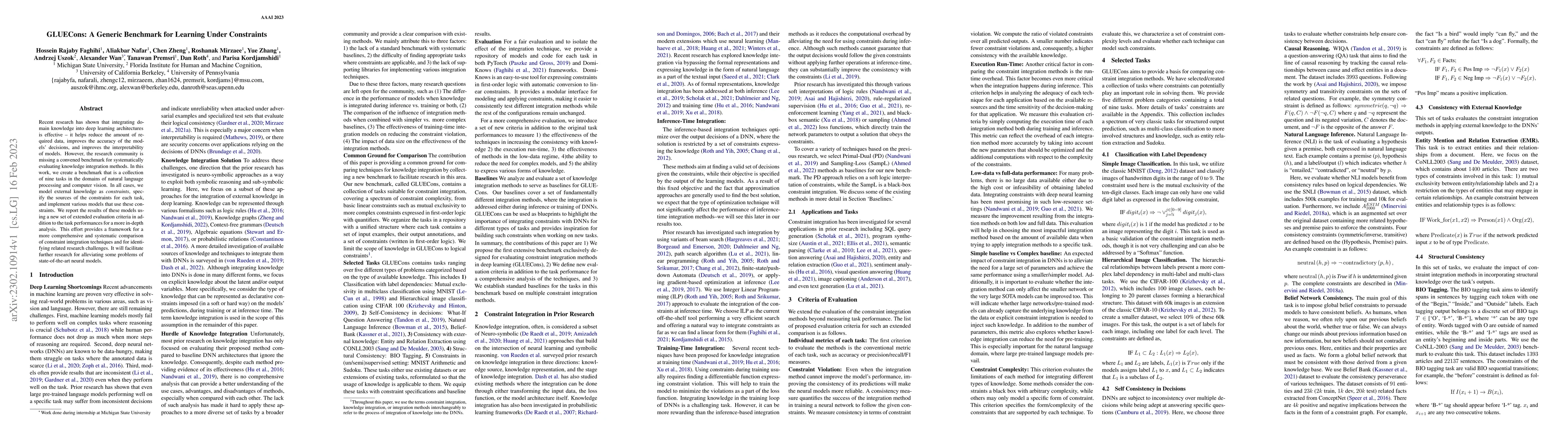 Thumbnail for GLUECons: A Generic Benchmark for Learning Under Constraints