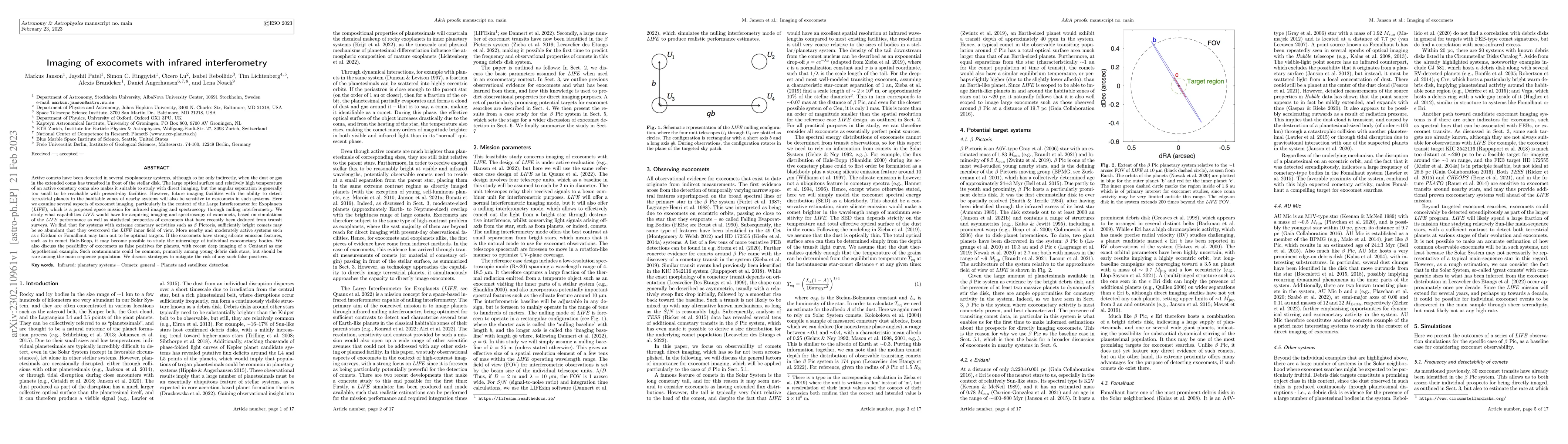 Thumbnail for Imaging of exocomets with infrared interferometry