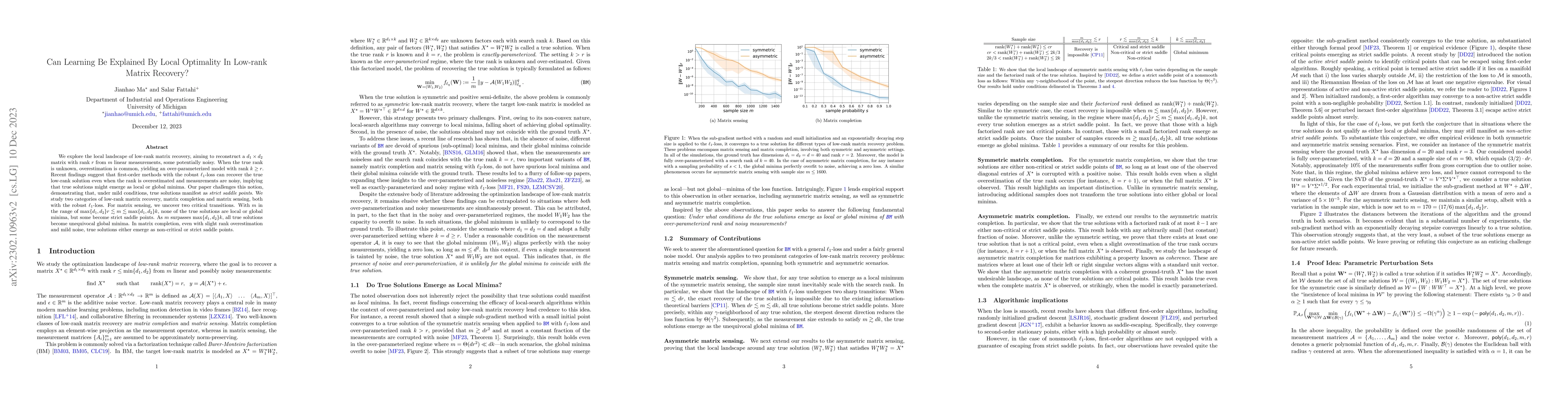 Thumbnail for Can Learning Be Explained By Local Optimality In Low-rank Matrix
  Recovery?
