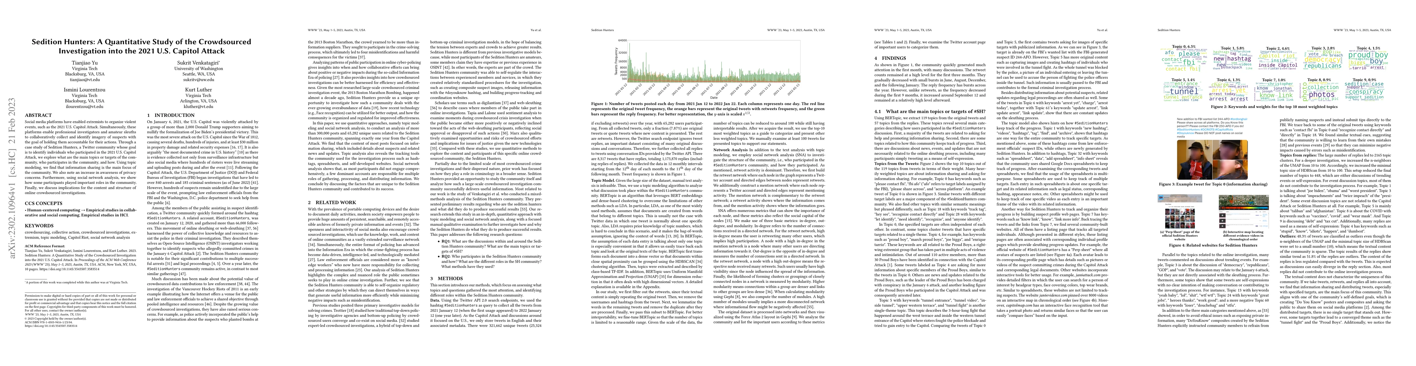 Thumbnail for Sedition Hunters: A Quantitative Study of the Crowdsourced Investigation
  into the 2021 U.S. Capitol Attack