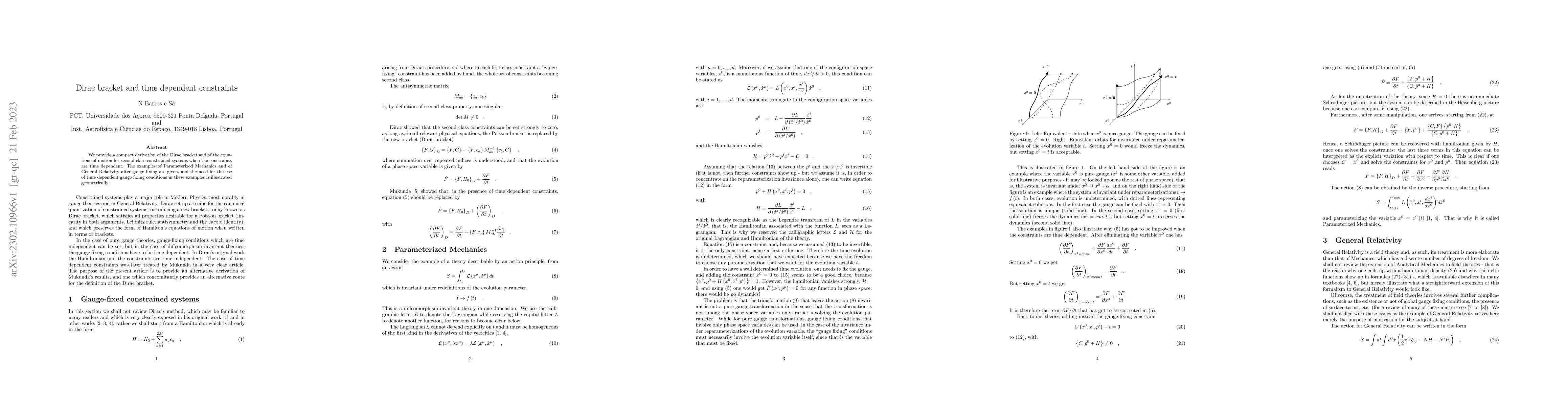 Thumbnail for Dirac bracket and time dependent constraints