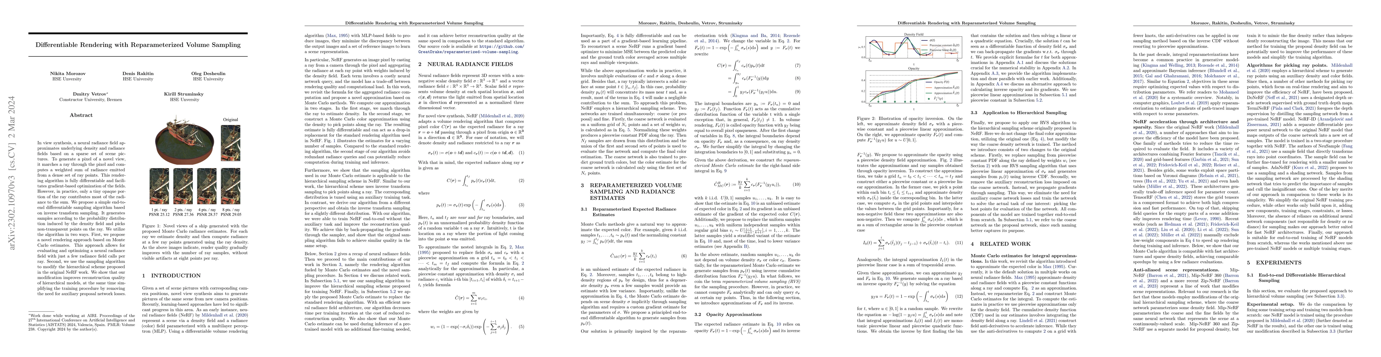 Thumbnail for Differentiable Rendering with Reparameterized Volume Sampling