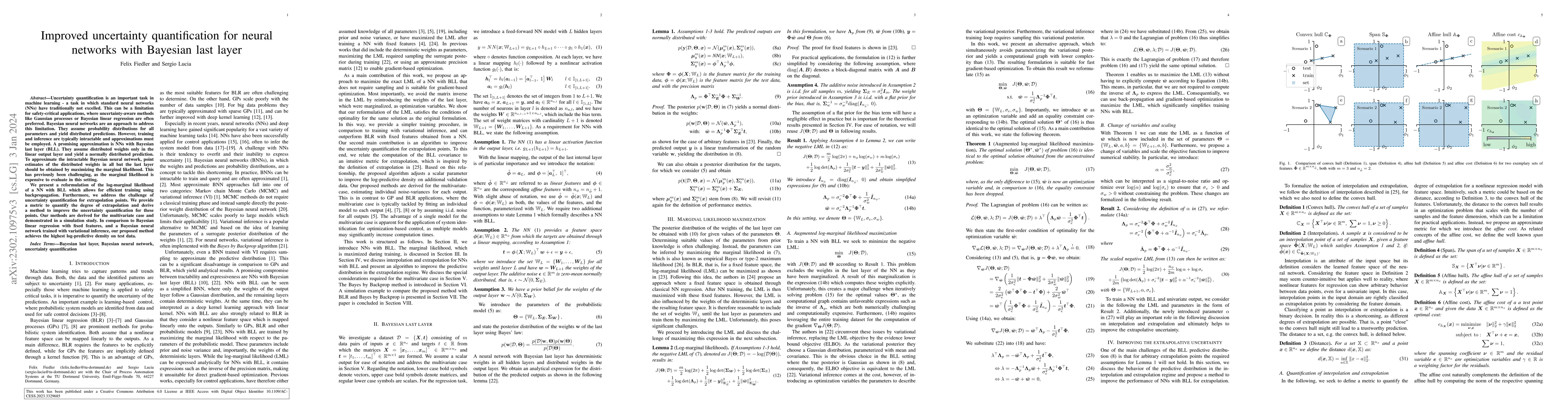 Thumbnail for Improved uncertainty quantification for neural networks with Bayesian
  last layer