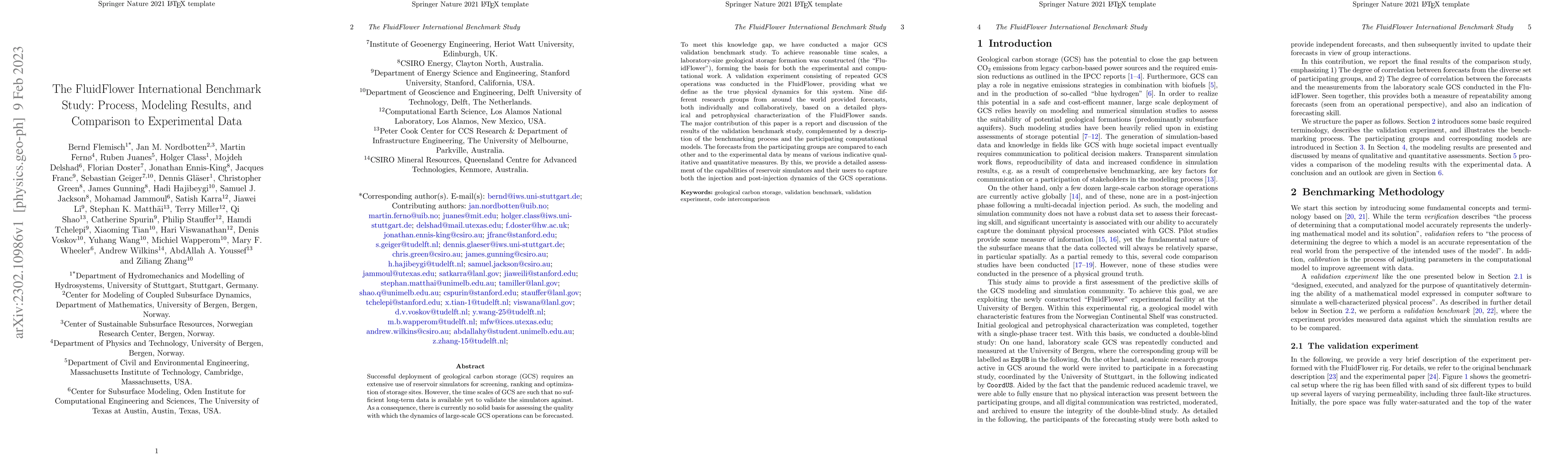 Thumbnail for The FluidFlower International Benchmark Study: Process, Modeling
  Results, and Comparison to Experimental Data