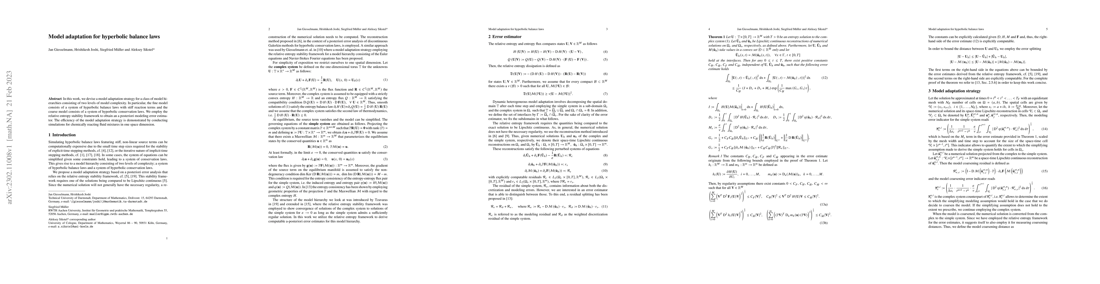 Thumbnail for Model adaptation for hyperbolic balance laws
