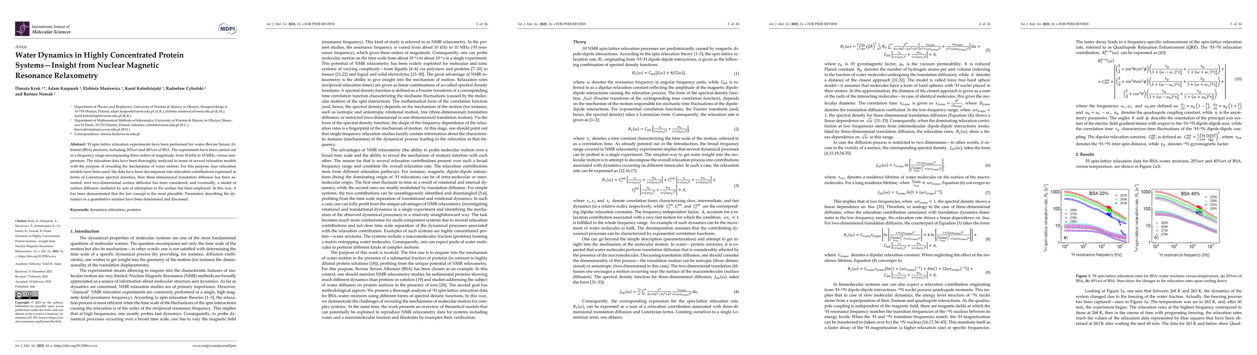 Thumbnail for Water Dynamics in Highly Concentrated Protein Systems -- Insight from
  Nuclear Magnetic Resonance Relaxometry