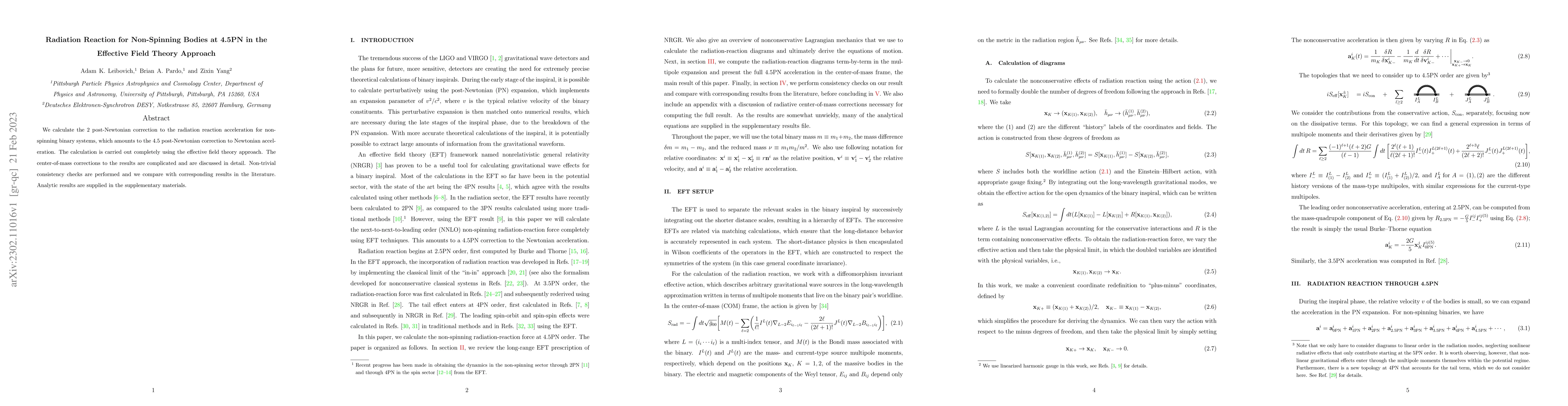 Thumbnail for Radiation Reaction for Non-Spinning Bodies at 4.5PN in the Effective
  Field Theory Approach