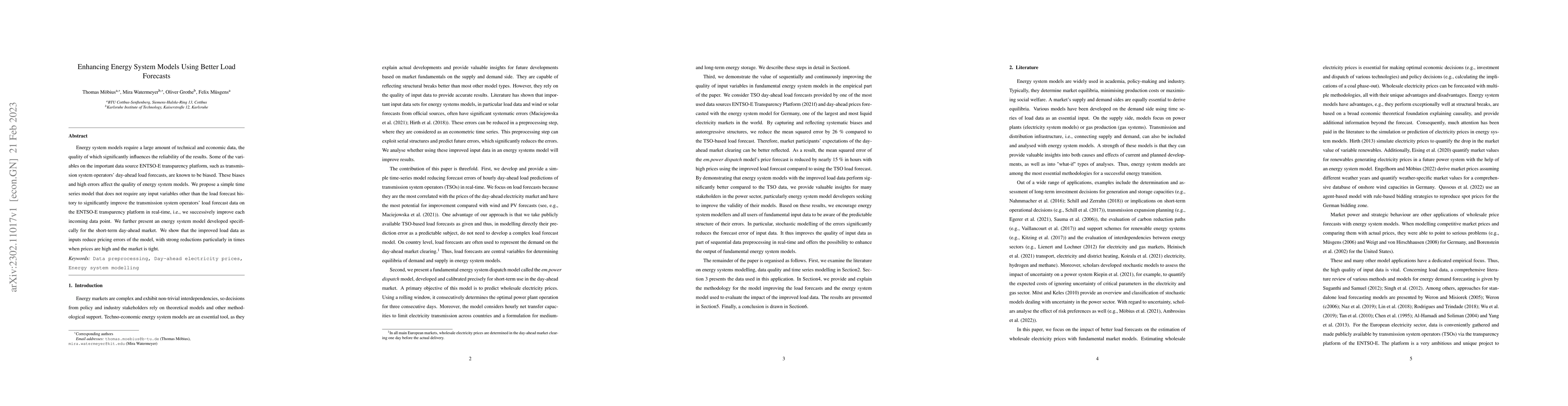 Thumbnail for Enhancing Energy System Models Using Better Load Forecasts