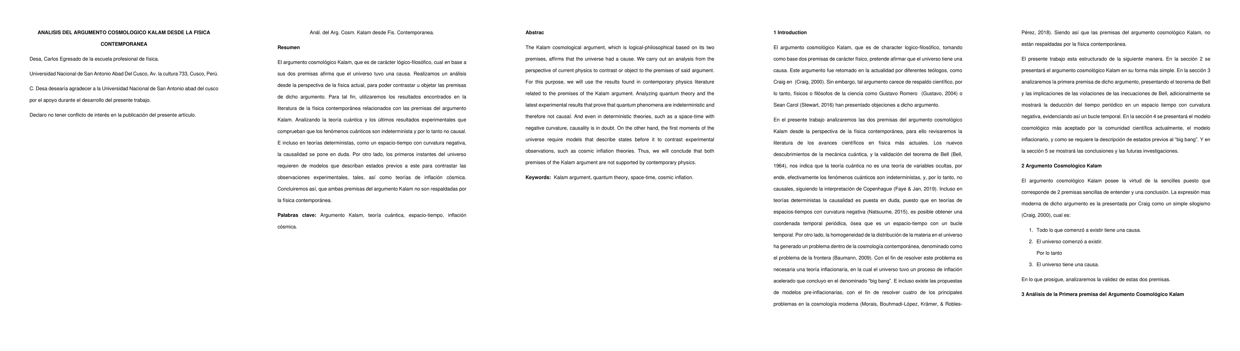 Thumbnail for An\'alisis del argumento cosmol\'ogico kalam desde la f\'isica
  contempor\'anea