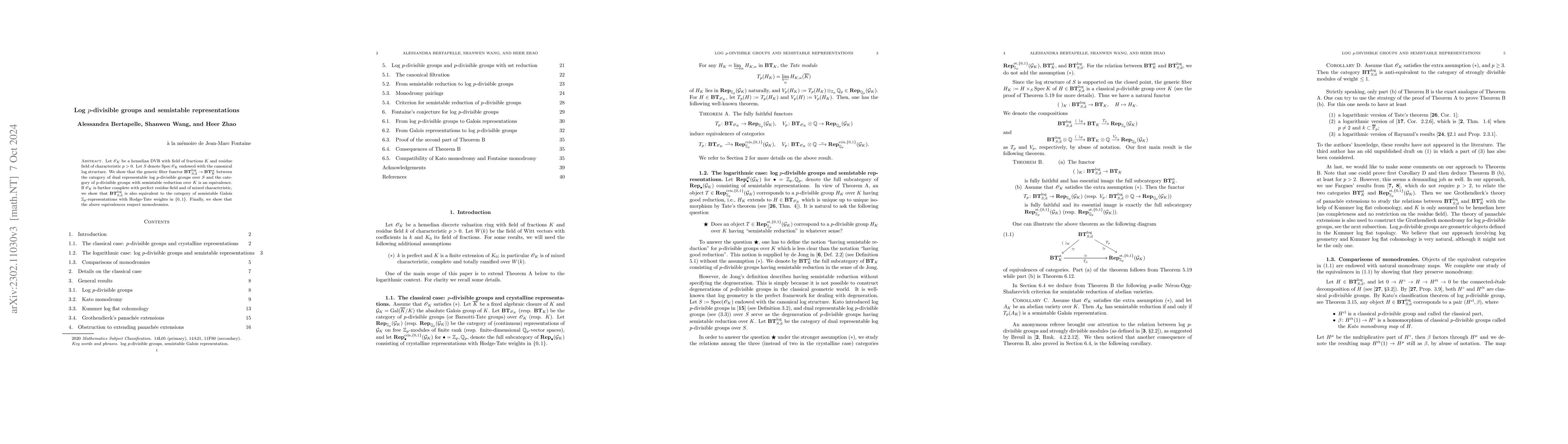 Thumbnail for Log $p$-divisible groups and semi-stable representations