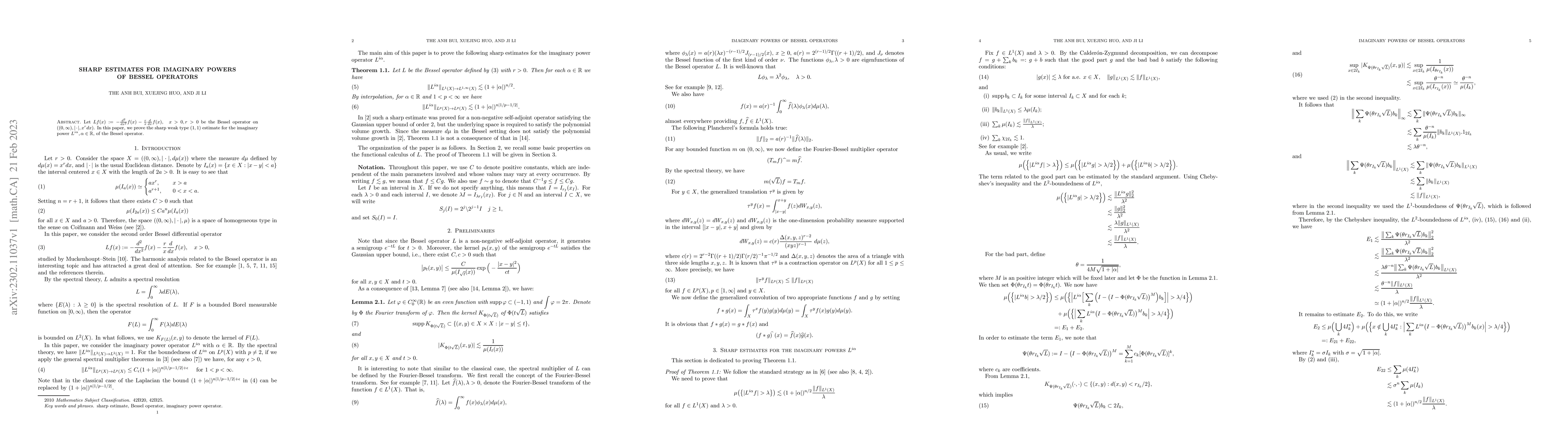 Thumbnail for Sharp estimates for imaginary powers of Bessel operators