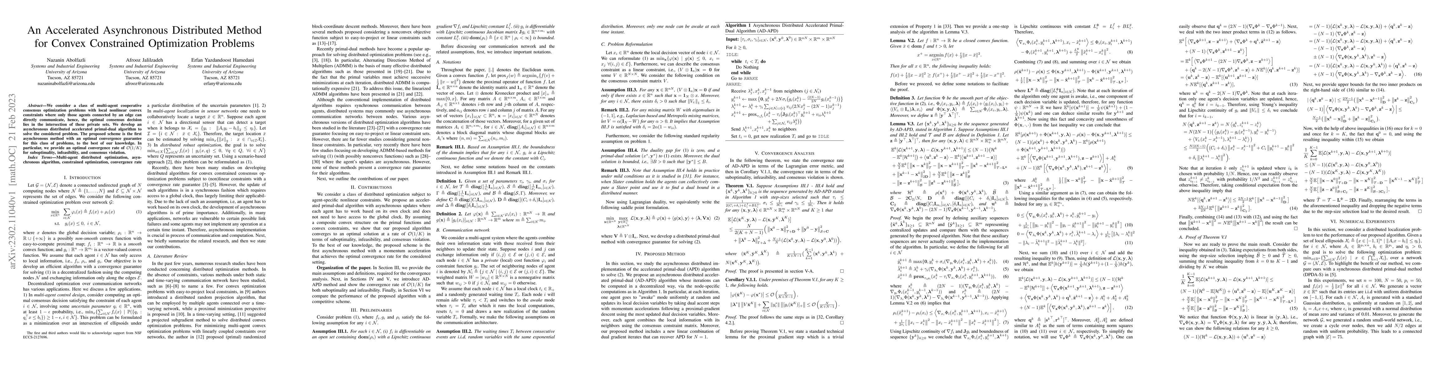 Thumbnail for An Accelerated Asynchronous Distributed Method for Convex Constrained
  Optimization Problems
