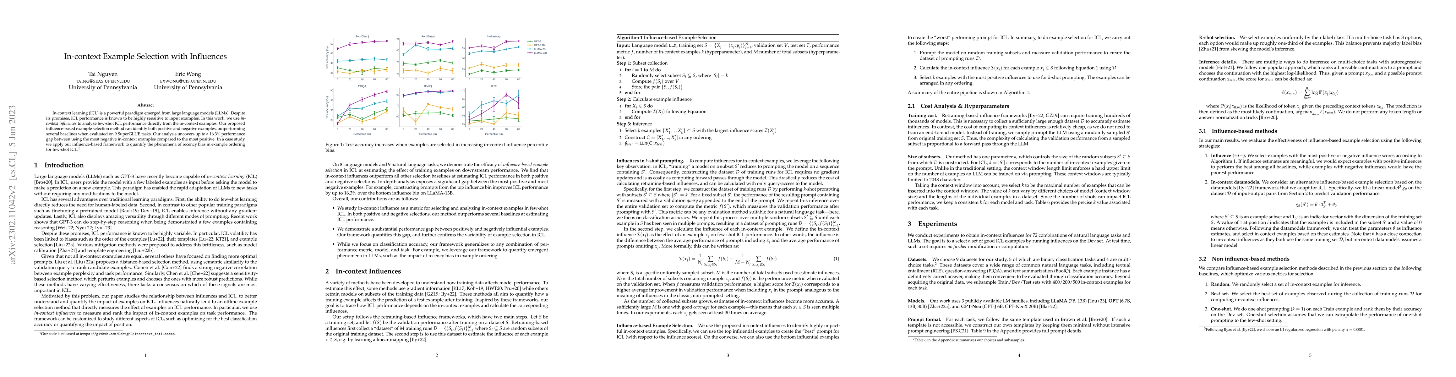 Thumbnail for In-context Example Selection with Influences