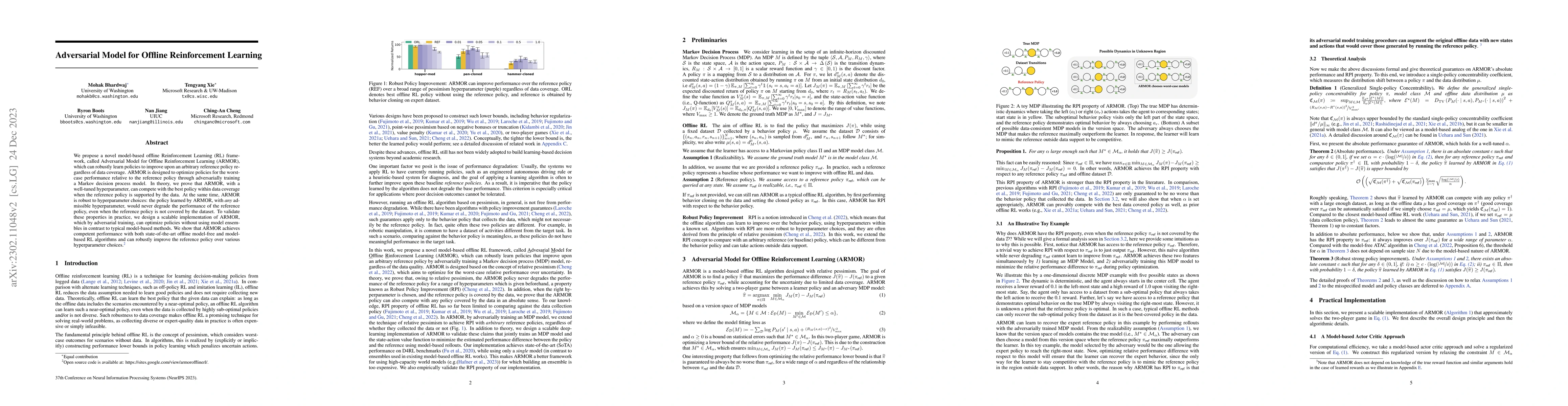 Thumbnail for Adversarial Model for Offline Reinforcement Learning