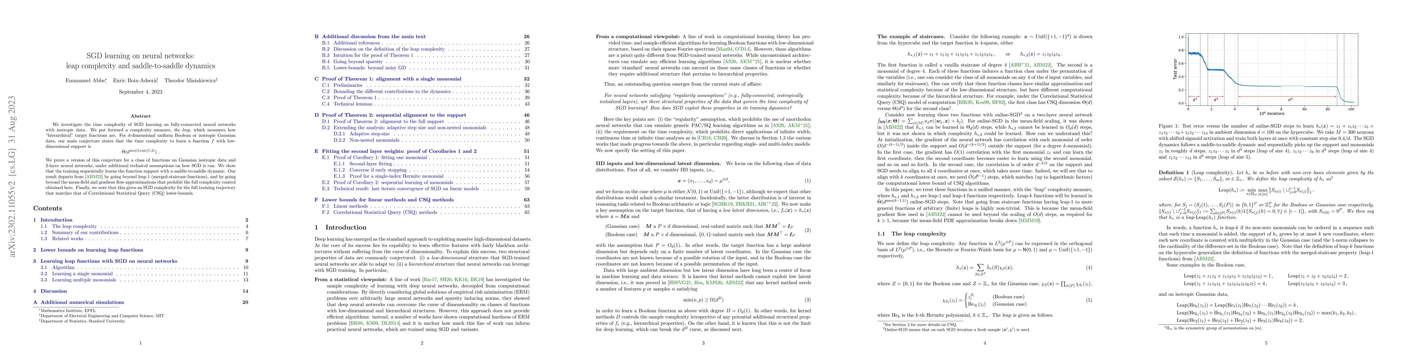 Thumbnail for SGD learning on neural networks: leap complexity and saddle-to-saddle
  dynamics