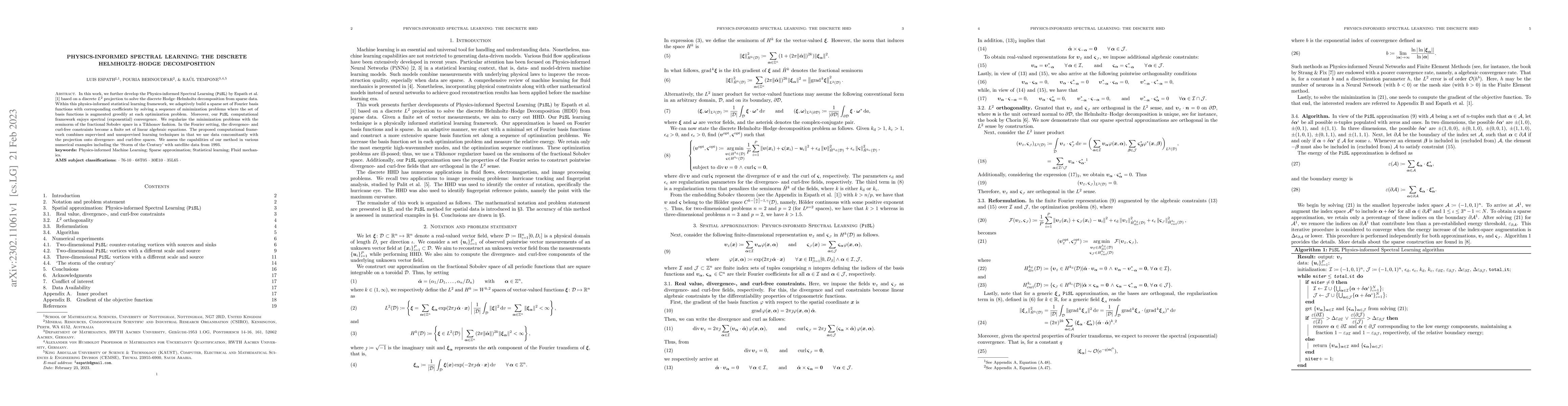 Thumbnail for Physics-informed Spectral Learning: the Discrete Helmholtz--Hodge
  Decomposition
