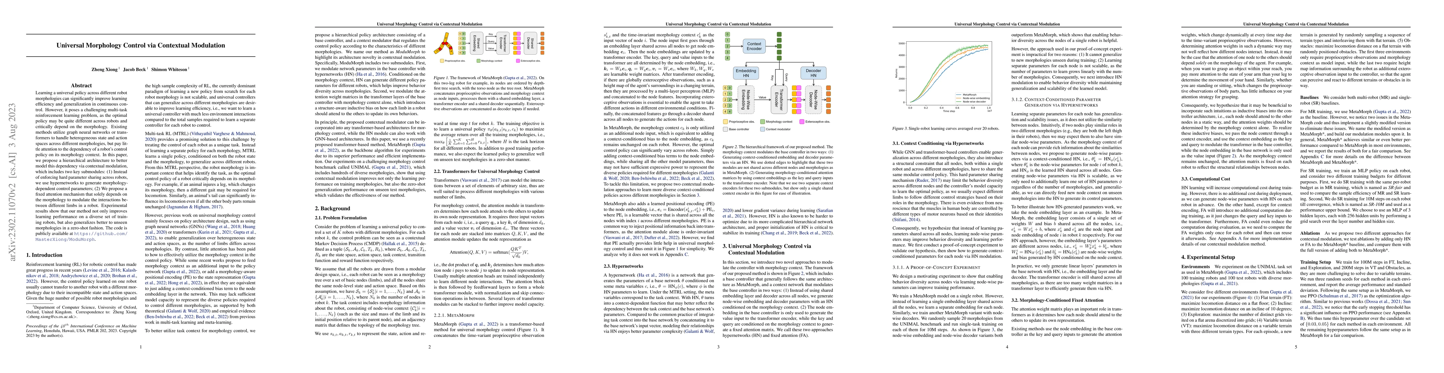 Thumbnail for Universal Morphology Control via Contextual Modulation
