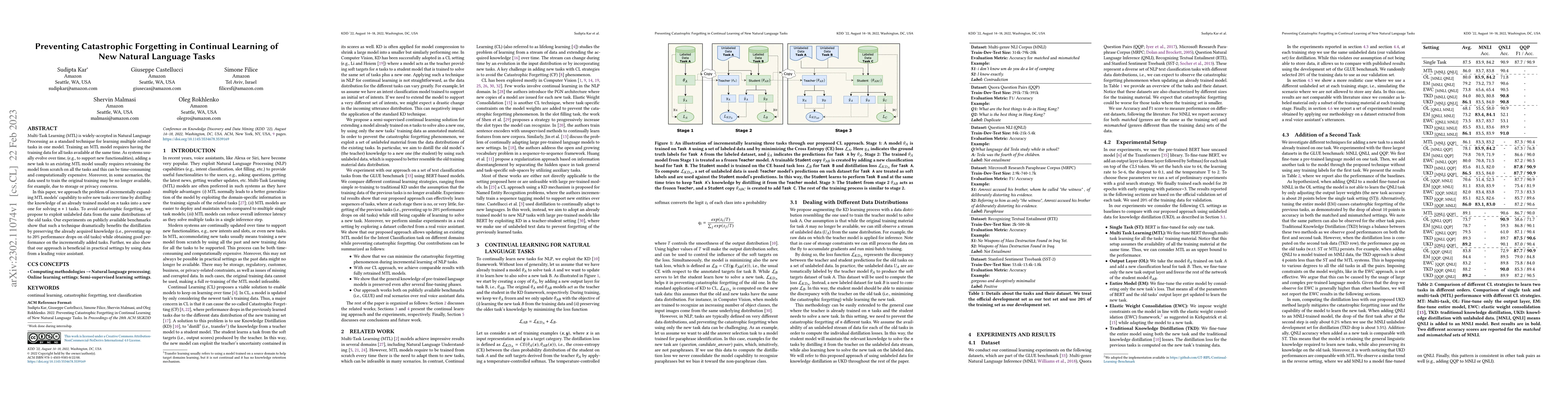 Thumbnail for Preventing Catastrophic Forgetting in Continual Learning of New Natural
  Language Tasks