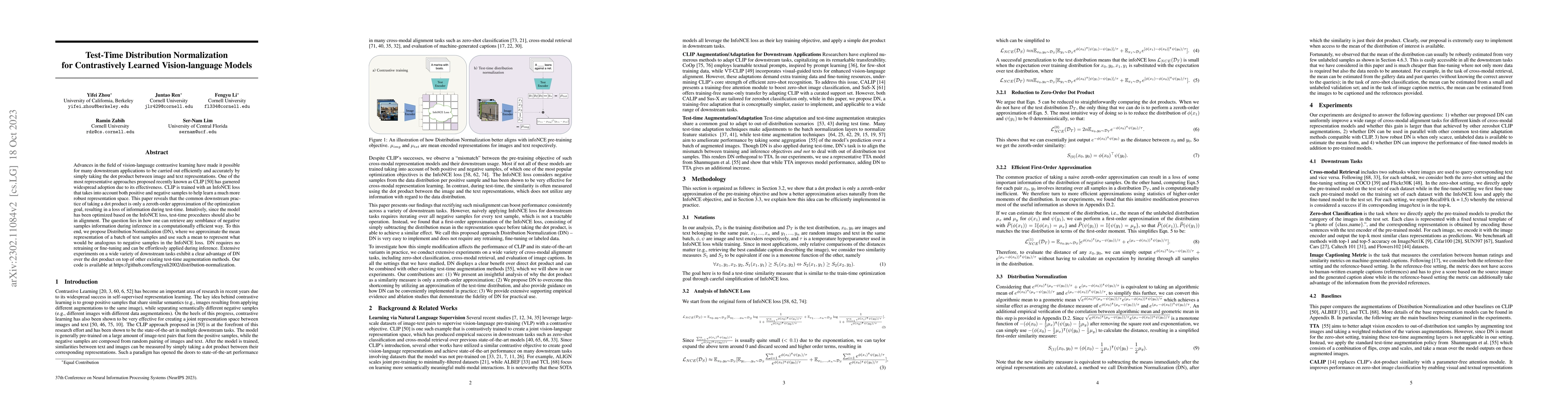 Thumbnail for Test-Time Distribution Normalization for Contrastively Learned
  Vision-language Models