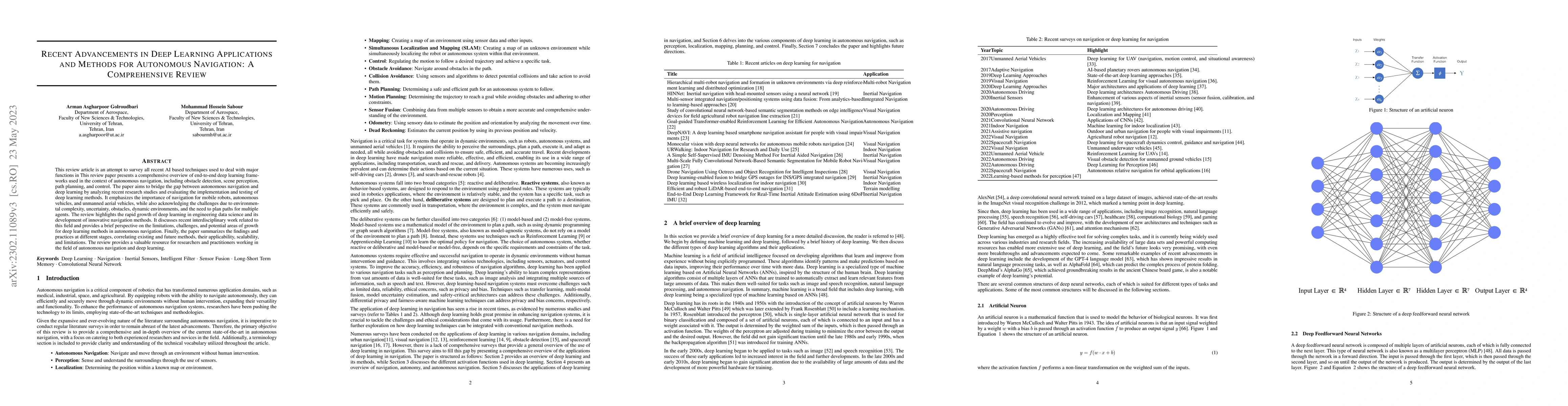 Thumbnail for Recent Advancements in Deep Learning Applications and Methods for
  Autonomous Navigation: A Comprehensive Review