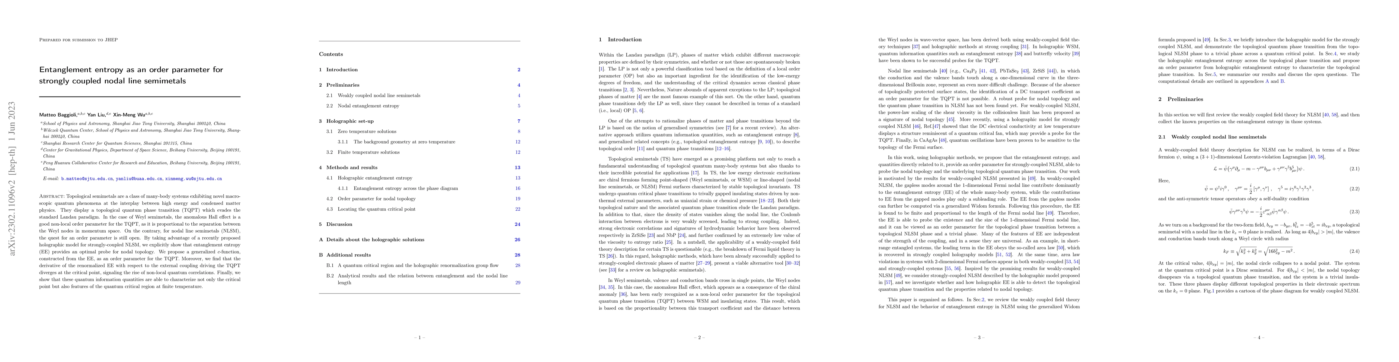 Thumbnail for Entanglement entropy as an order parameter for strongly coupled nodal
  line semimetals