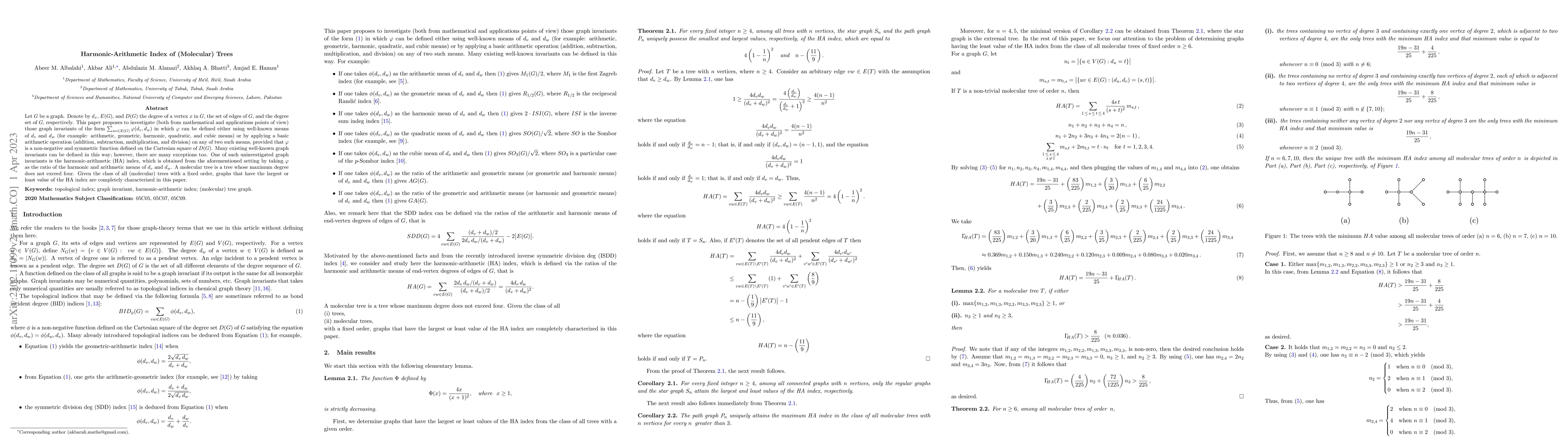 Thumbnail for Harmonic-Arithmetic Index of (Molecular) Trees