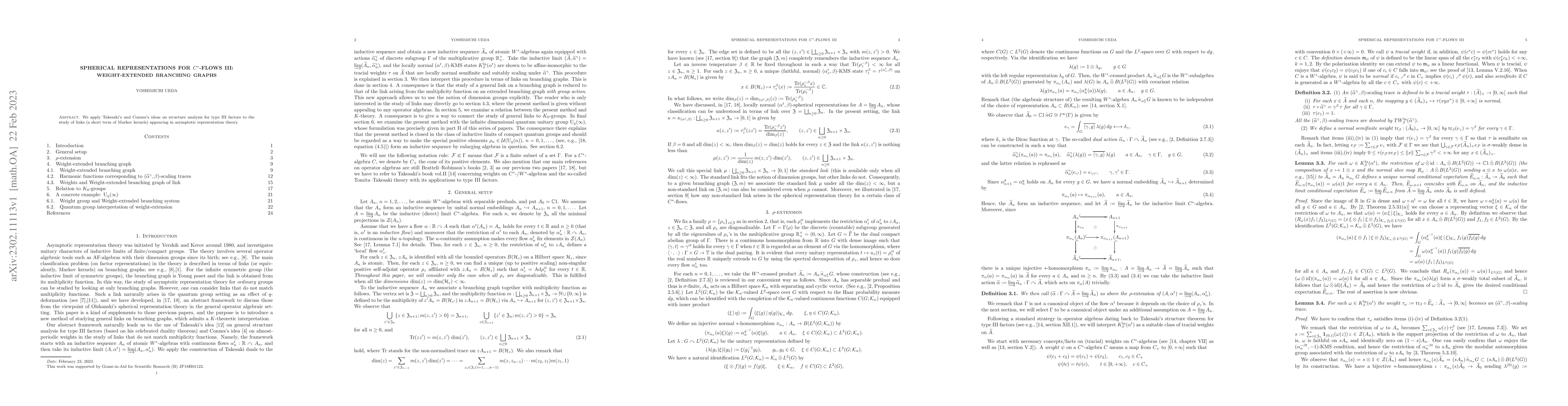 Thumbnail for Spherical representations for $C^*$-flows III: Weight-extended branching
  graphs