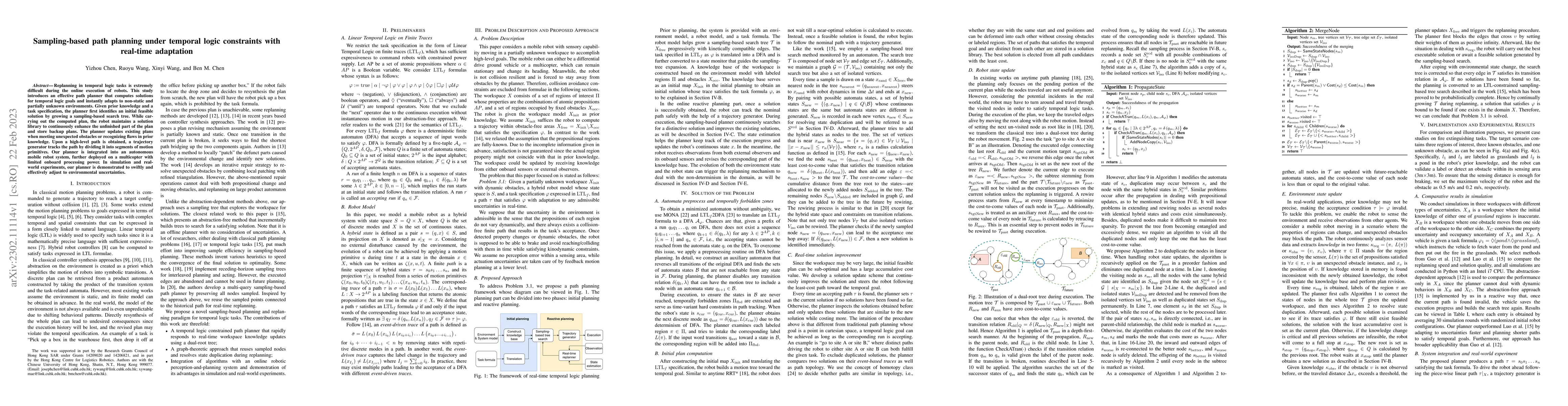 Thumbnail for Sampling-based path planning under temporal logic constraints with
  real-time adaptation