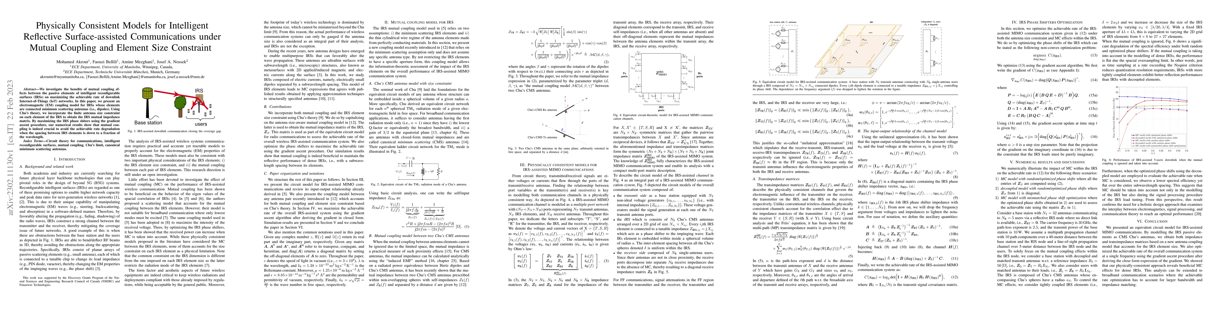 Thumbnail for Physically Consistent Models for Intelligent Reflective Surface-assisted
  Communications under Mutual Coupling and Element Size Constraint