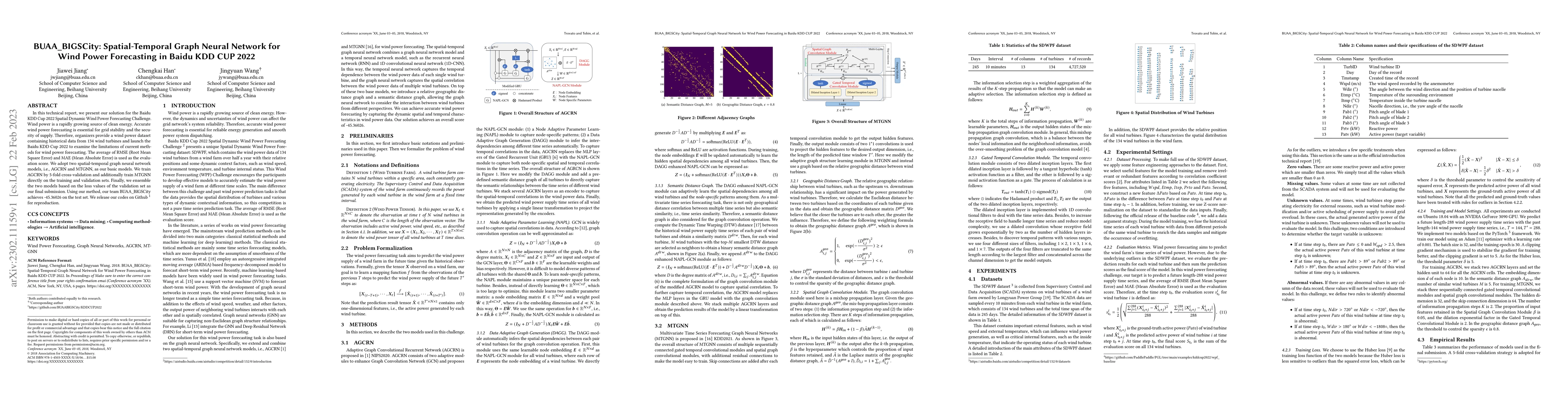 Thumbnail for BUAA_BIGSCity: Spatial-Temporal Graph Neural Network for Wind Power
  Forecasting in Baidu KDD CUP 2022