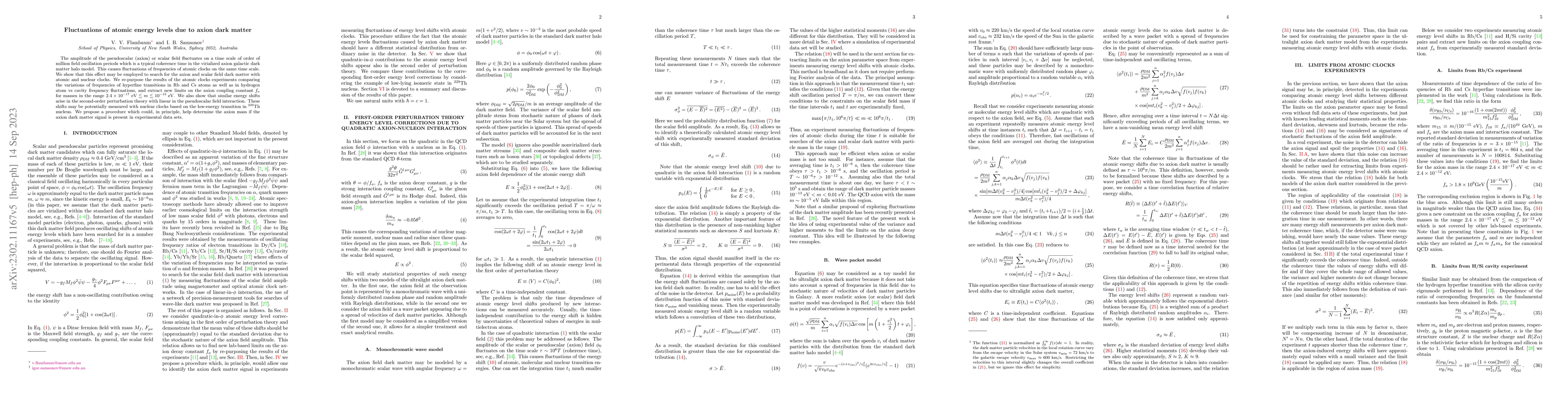 Thumbnail for Fluctuations of atomic energy levels due to axion dark matter