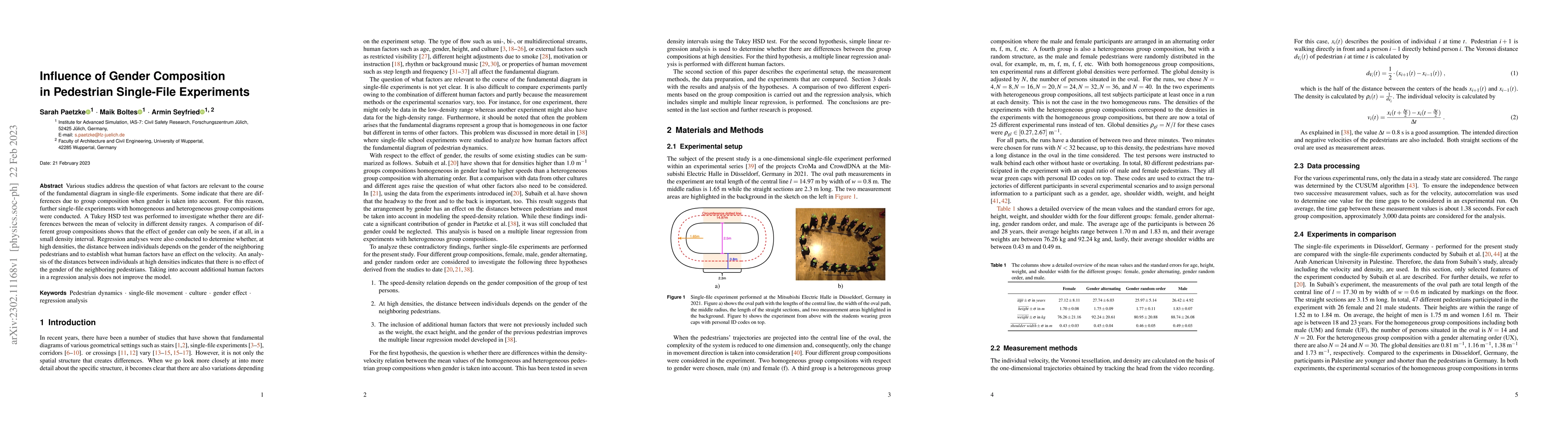 Thumbnail for Influence of Gender Composition in Pedestrian Single-File Experiments
