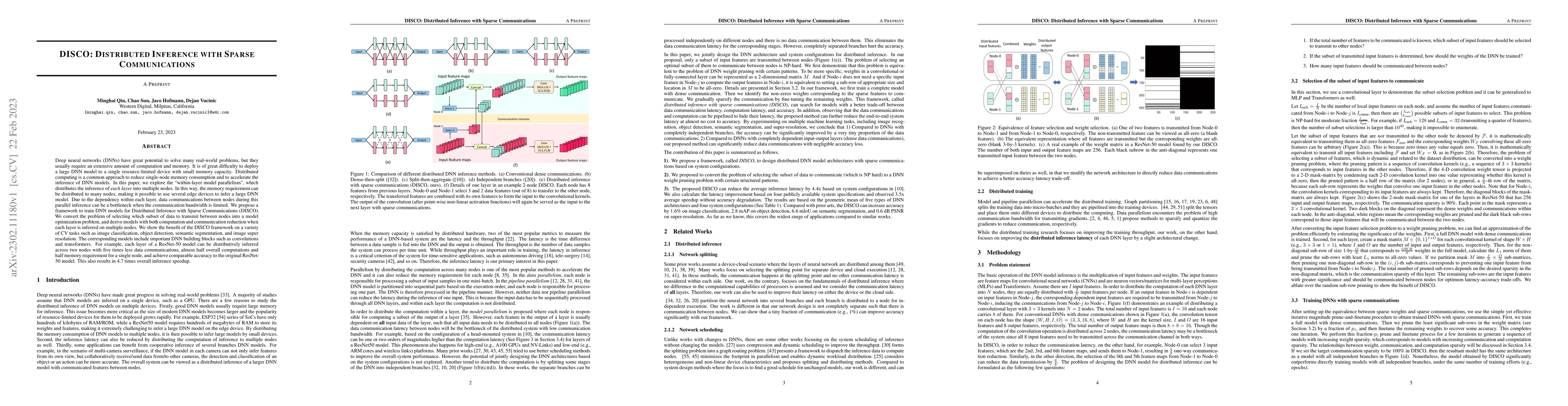 Thumbnail for DISCO: Distributed Inference with Sparse Communications