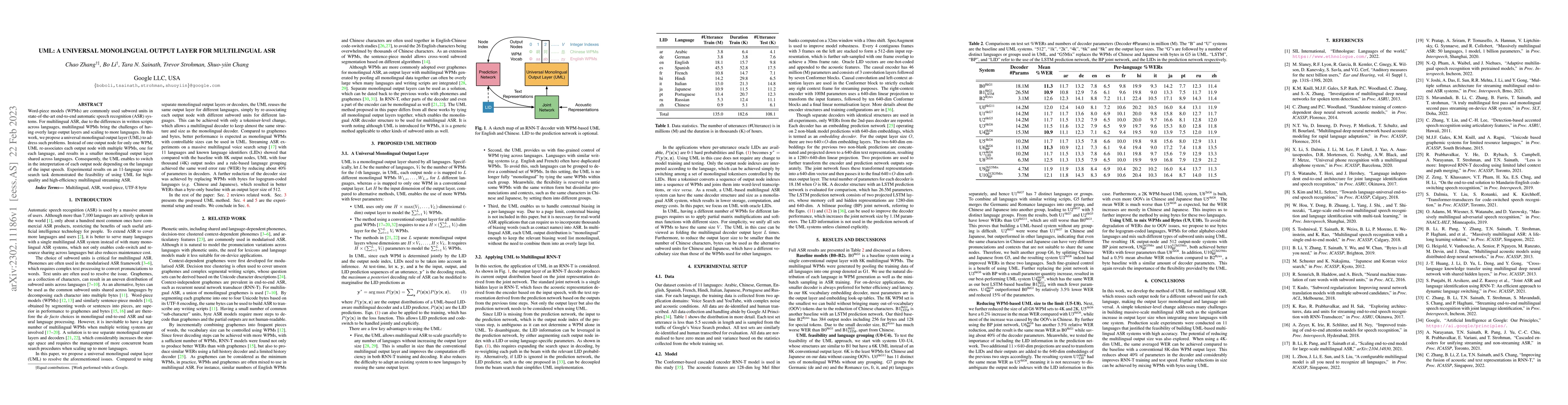 Thumbnail for UML: A Universal Monolingual Output Layer for Multilingual ASR