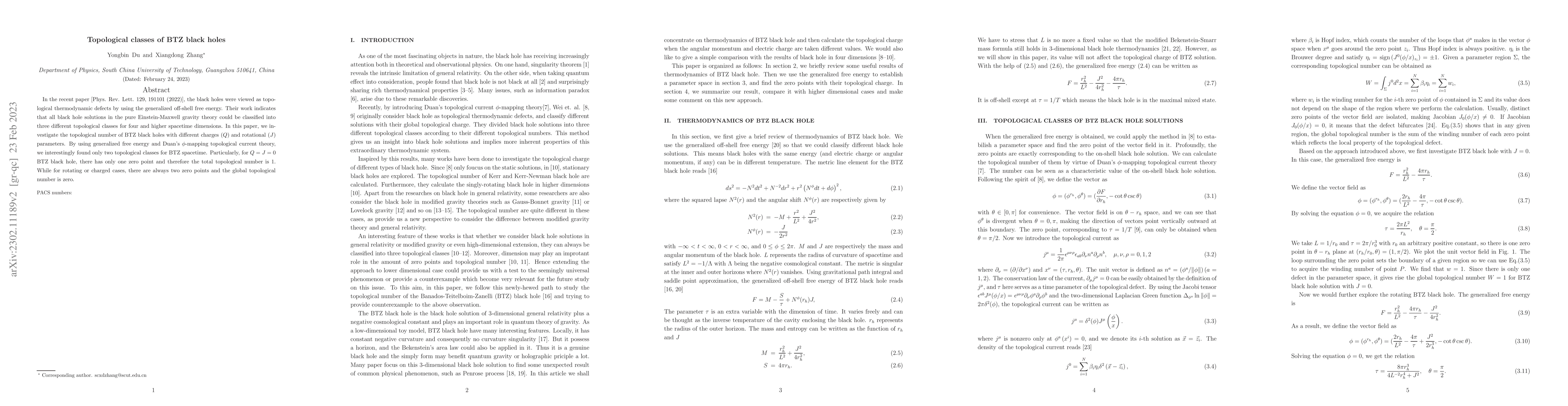 Thumbnail for Topological classes of BTZ black holes