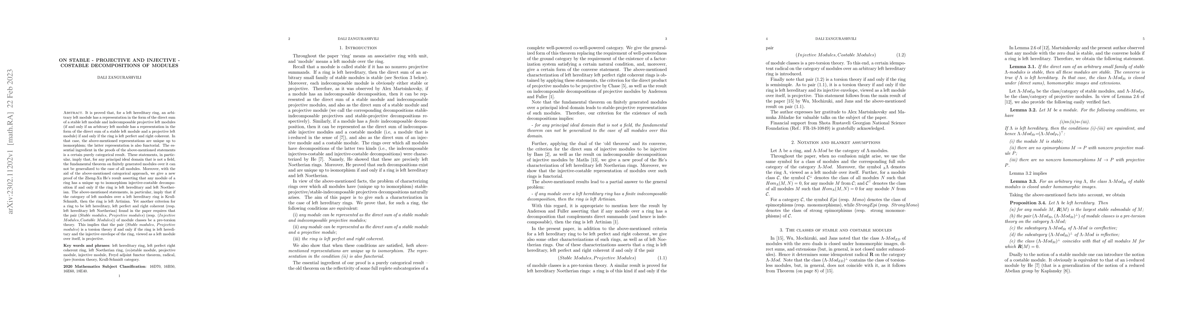 Thumbnail for On stable-projective and injective-costable decompositions of modules