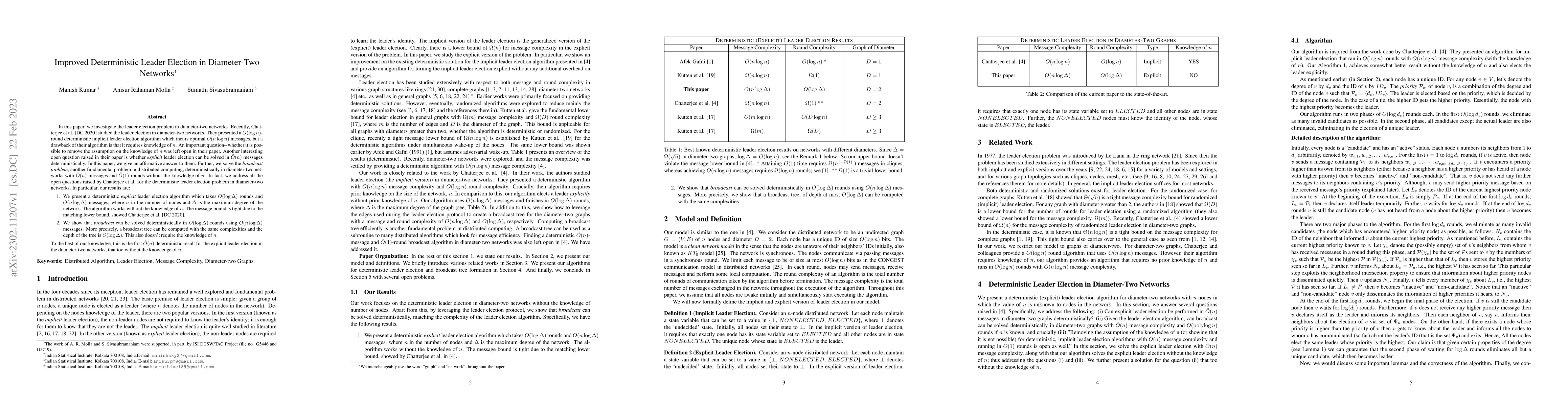 Thumbnail for Improved Deterministic Leader Election in Diameter-Two Networks