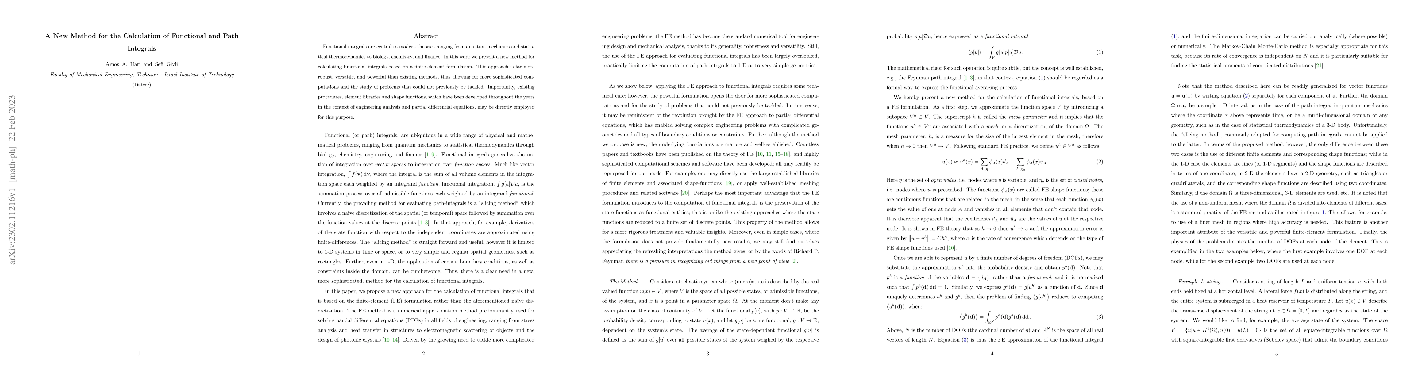 Thumbnail for A New Method for the Calculation of Functional and Path Integrals
