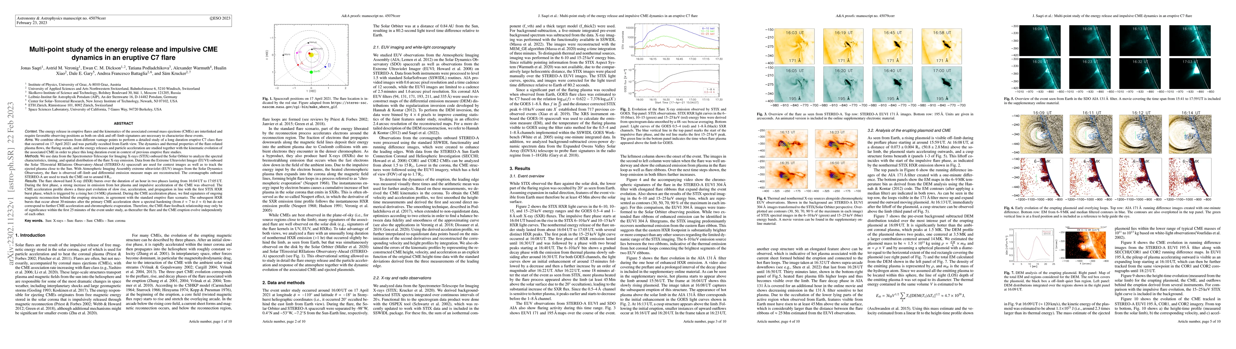 Thumbnail for Multi-point study of the energy release and impulsive CME dynamics in an
  eruptive C7 flare