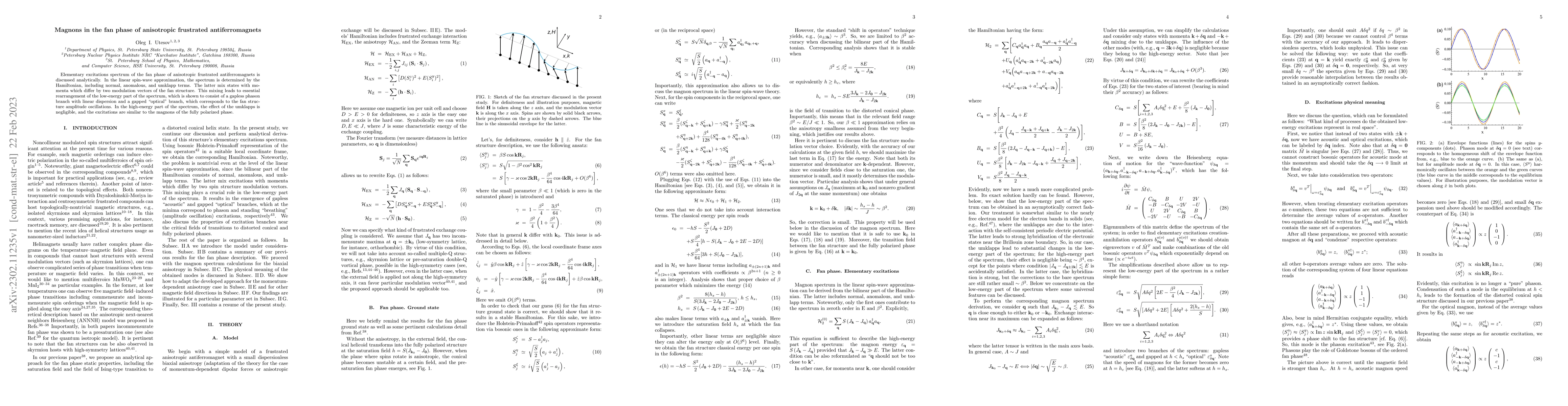 Thumbnail for Magnons in the fan phase of anisotropic frustrated antiferromagnets