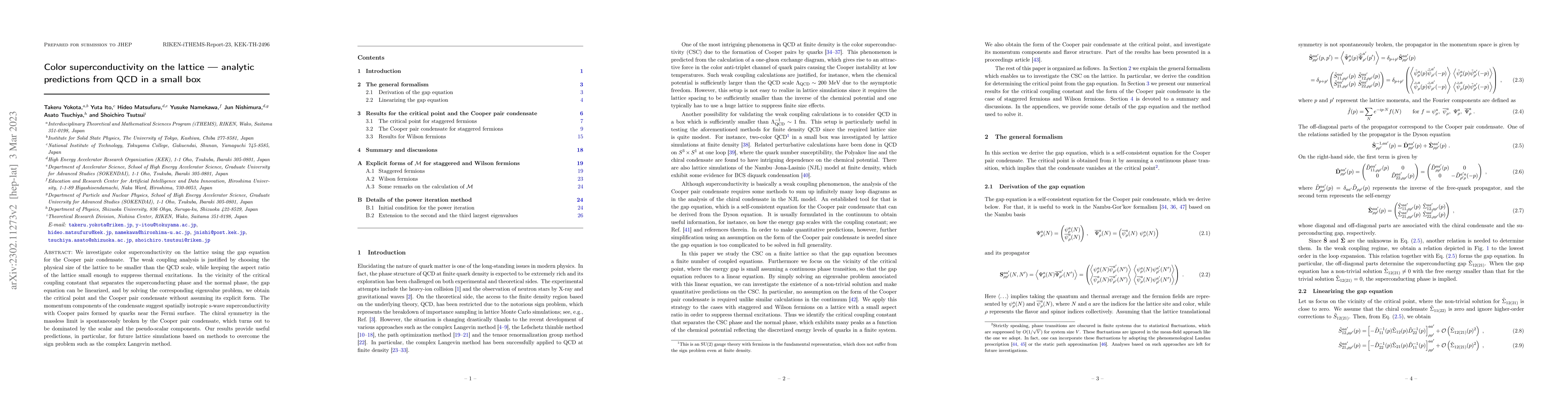 Thumbnail for Color superconductivity on the lattice -- analytic predictions from QCD
  in a small box