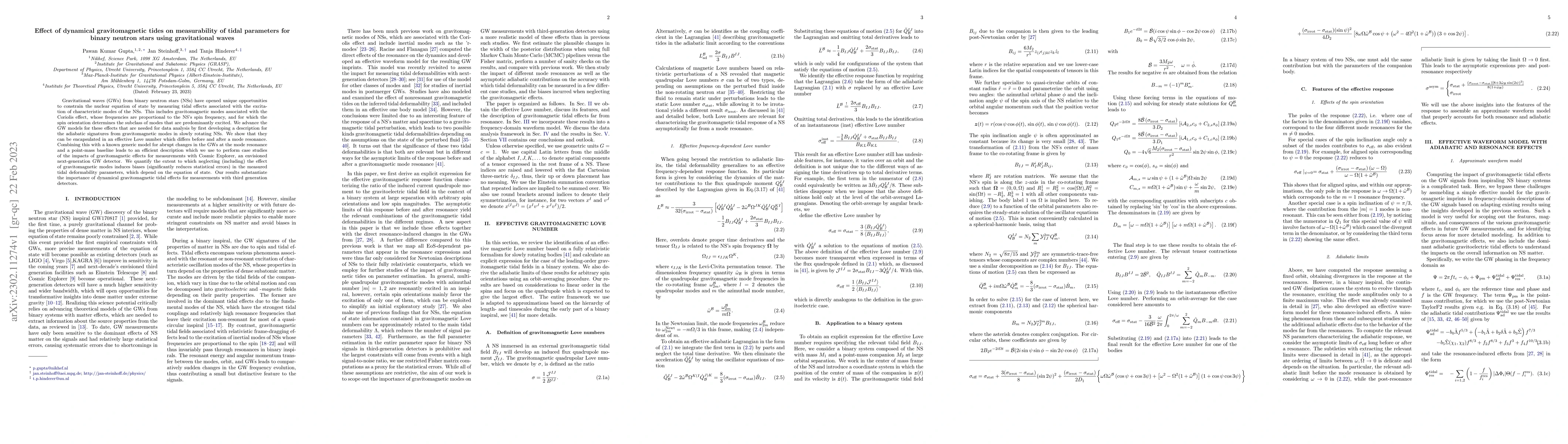 Thumbnail for Effect of dynamical gravitomagnetic tides on measurability of tidal
  parameters for binary neutron stars using gravitational waves