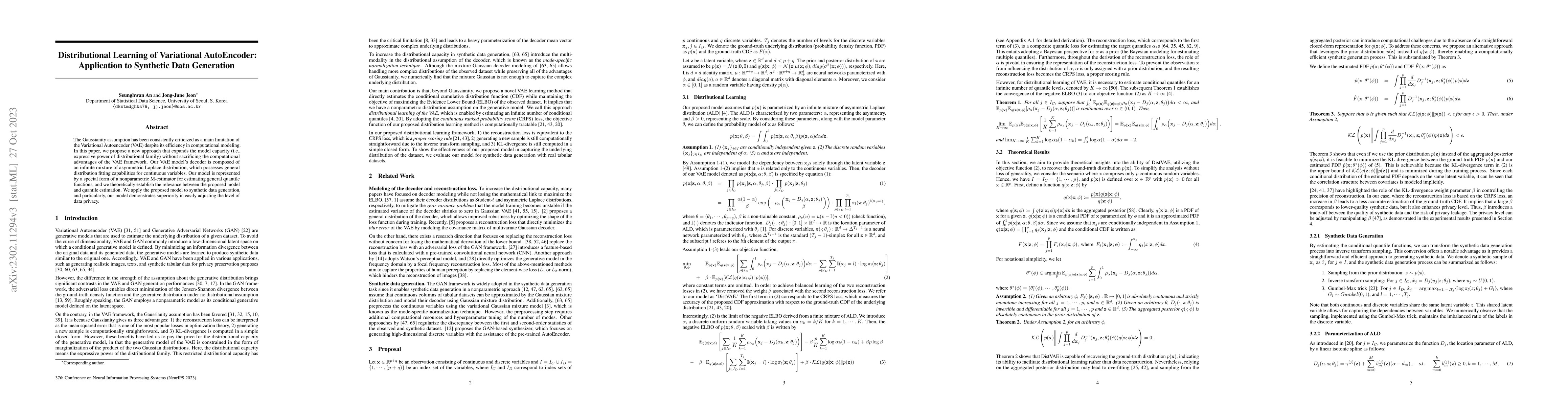 Thumbnail for Distributional Learning of Variational AutoEncoder: Application to
  Synthetic Data Generation
