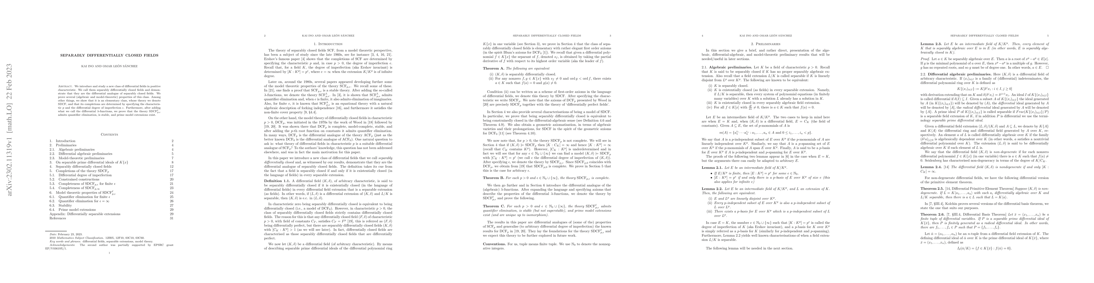 Thumbnail for Separably differentially closed fields