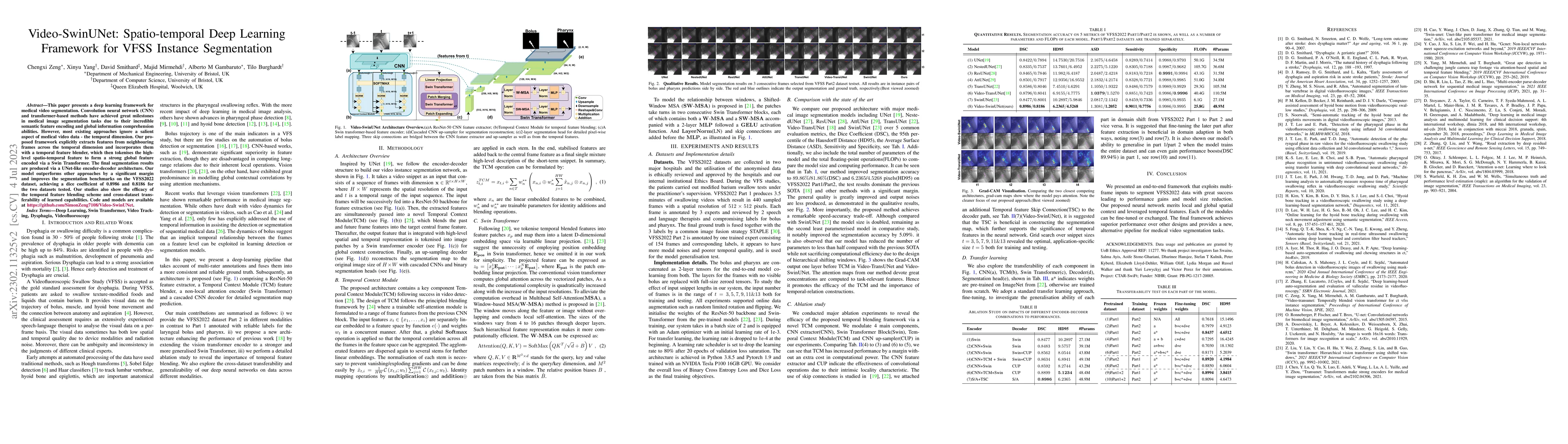 Thumbnail for Video-SwinUNet: Spatio-temporal Deep Learning Framework for VFSS
  Instance Segmentation