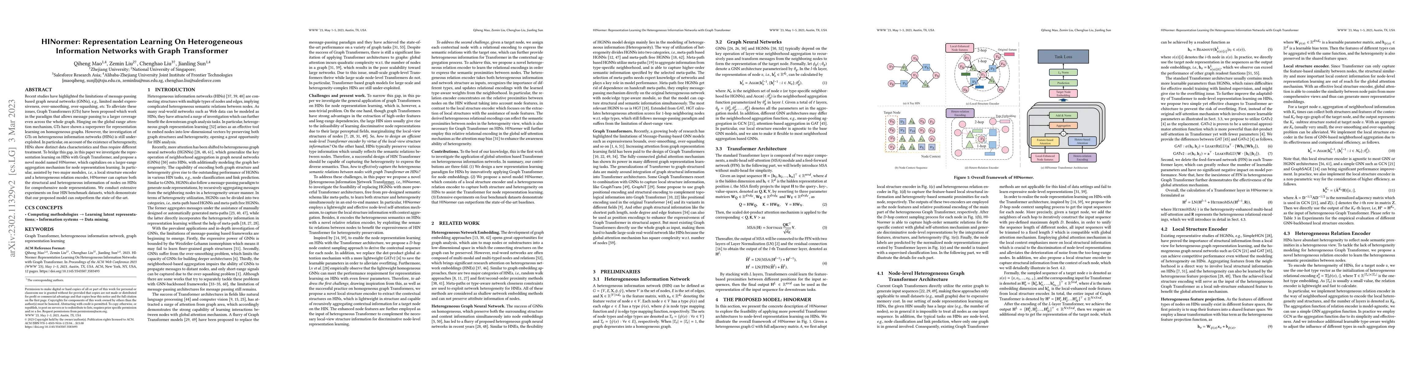 Thumbnail for HINormer: Representation Learning On Heterogeneous Information Networks
  with Graph Transformer