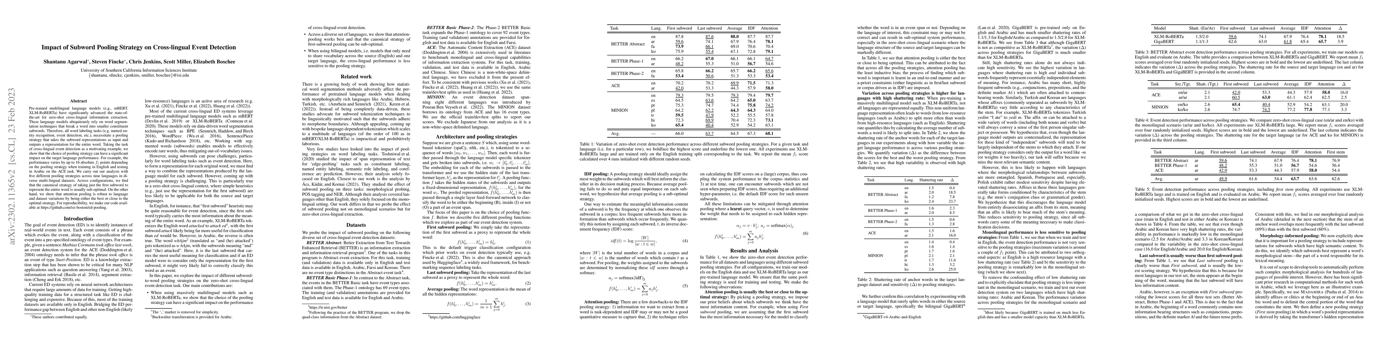 Thumbnail for Impact of Subword Pooling Strategy on Cross-lingual Event Detection